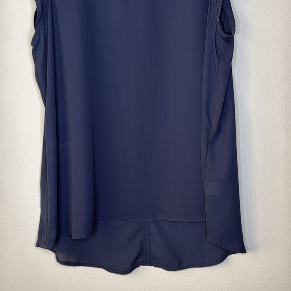 Gibson Nordstrom Flutter Sleeve Sleeveless Flowy Top in Navy Size XL - Picture 3 of 10